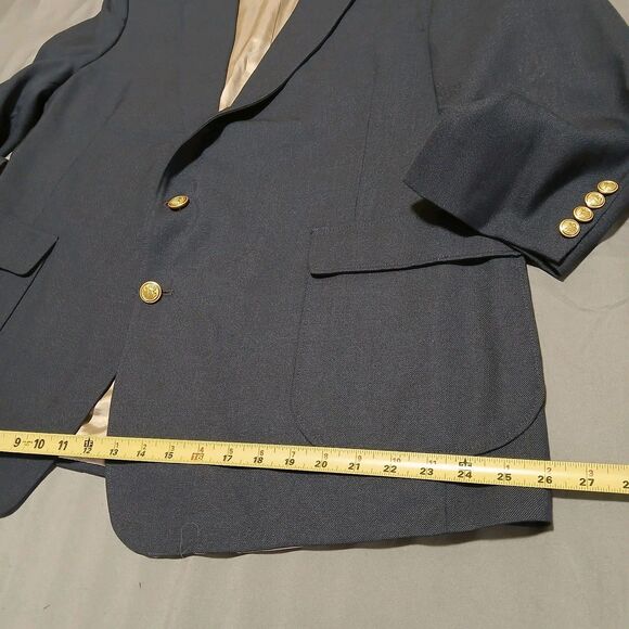 Mens 48R Navy Gold 2 Button Blazer Sport Coat Johnny Bench MVP USA Preppy Formal - Picture 13 of 15